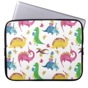 Funda Para Portátil Fiesta de dinosaurios: patrón de acuarela.