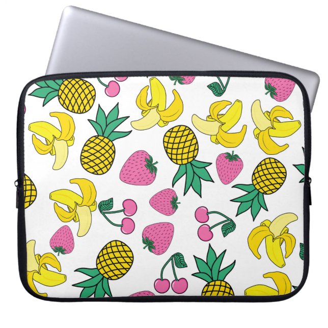Funda Para Portátil Fiesta de la fruta: plátanos, piñas, fresas (Frente)
