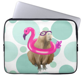 Funda Para Portátil Fiesta De Piscina Cute Capybara Con Suelo De Flami