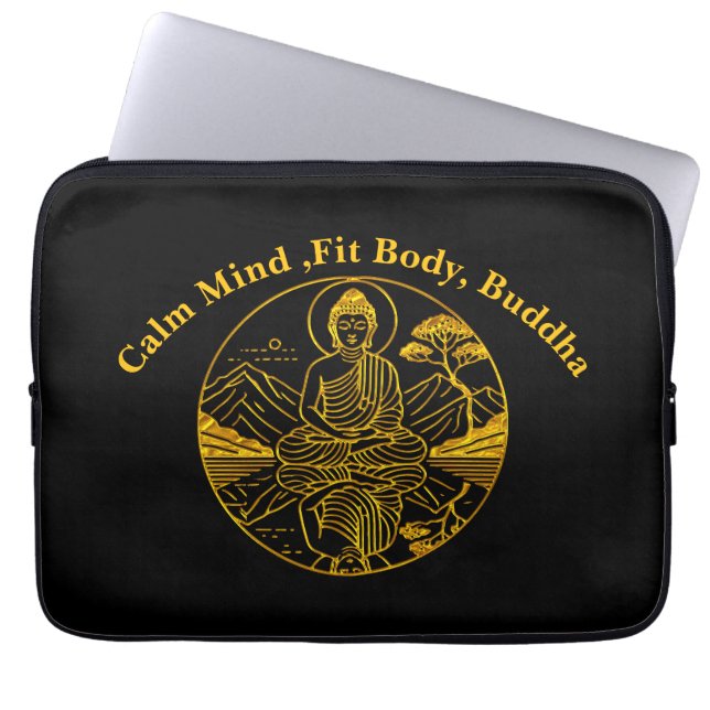 Funda Para Portátil Figura de Buda Serene reflexionando sobre las agua (Frente)