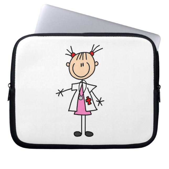 Funda Para Portátil Figura femenina del palillo del médico (Frente)
