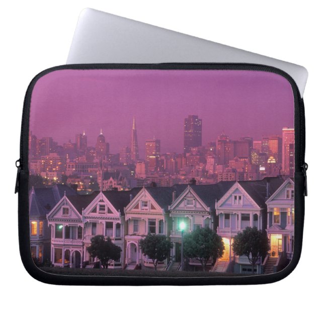 Funda Para Portátil Filas al atardecer en San Francisco, (Frente)