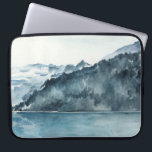 Funda Para Portátil Fiordos de invierno<br><div class="desc">Fiordos de invierno II de Jennifer Paxton Parker. Fiordos acuáticos en un entorno sereno de tonos azules.</div>