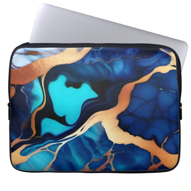 Funda Para Portátil Flamante dorado azul trenzado (Frente)