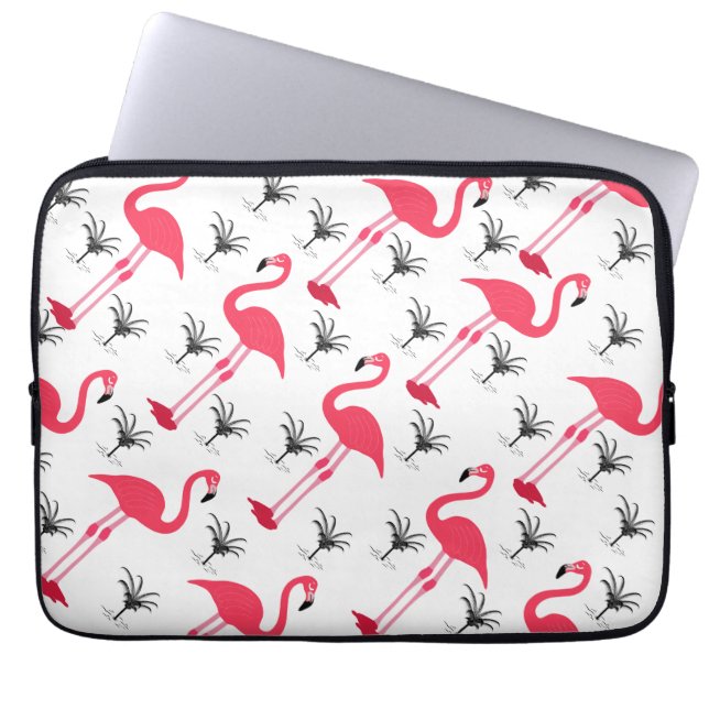 Funda Para Portátil Flamenco y palmera rosados (Frente)