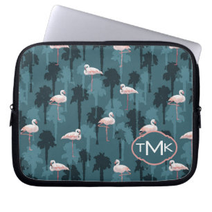 Funda Para Portátil Flamencos en colores pastel en monograma del