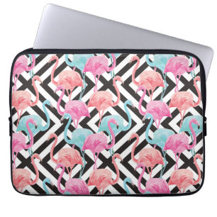 Funda Para Portátil Flamencos en el patrón de diseño negrita