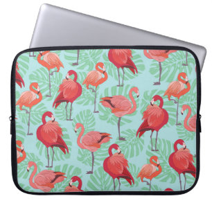 Funda Para Portátil Flamencos rosados: Patrón exótico sin foco.
