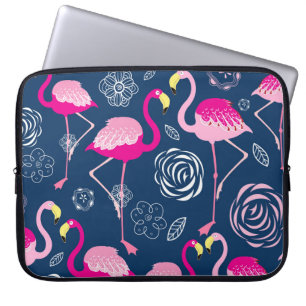 Funda Para Portátil Flamencos rosados: Patrón oscuro gráfico