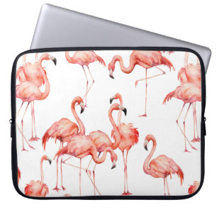 Funda Para Portátil Flamingo acuarela sin costuras. Pintado de mano