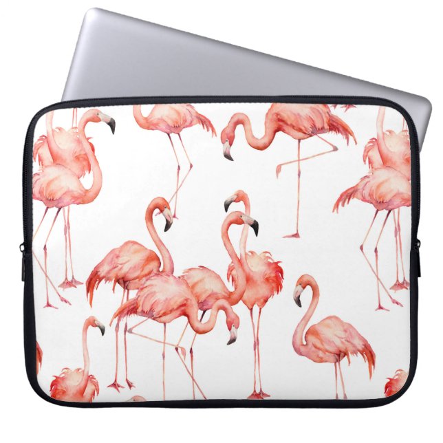Funda Para Portátil Flamingo acuarela sin costuras. Pintado de mano (Frente)