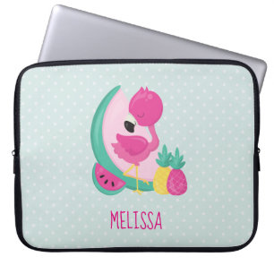 Funda Para Portátil Flamingo rosa con sandía y piña