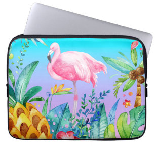 Funda Para Portátil Flamingo Rosa En Bosque Tropical