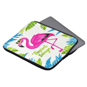 Funda Para Portátil Flamingo rosa Estacionamiento tropical en una pier