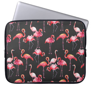 Funda Para Portátil Flamingo Rosa: Patrón acuarela tropical.