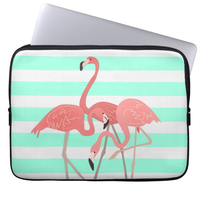 Funda Para Portátil Flamingo Trio en franjas (Frente)