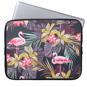 Funda Para Portátil Flamingo Tropical: Patrón veraniego sin foco