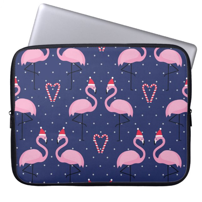 Funda Para Portátil Flamingo Xmas Gorra Candy Pattern (Frente)