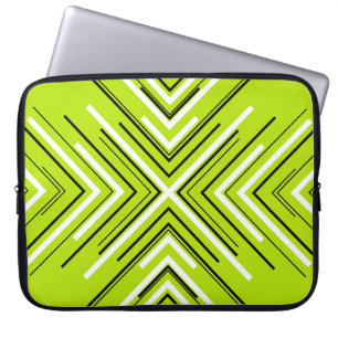 Funda Para Portátil Flechas en verde limón, negro y blanco