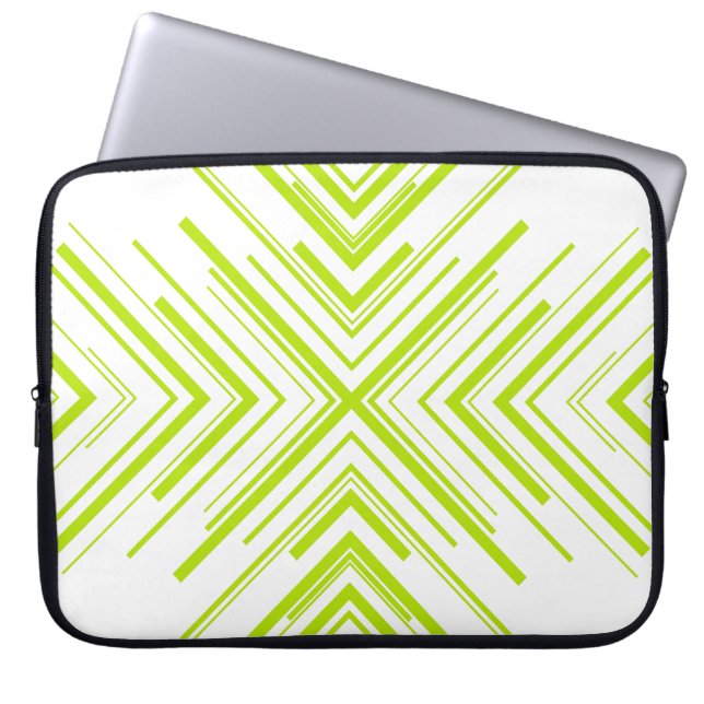 Funda Para Portátil Flechas en verde limón y blanco (Frente)