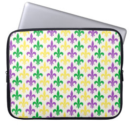 Funda Para Portátil Fleur-di-lis con los colores del Mardi Gras