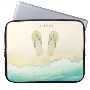 Funda Para Portátil Flip Flops botánicos de playa