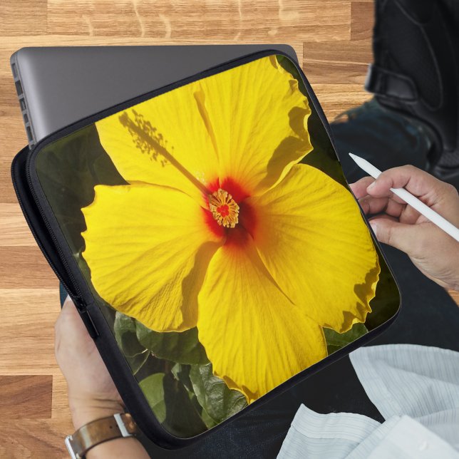 Funda Para Portátil Flor amarilla hibiscus (Yellow Hibiscus Flower Laptop Sleeve)
