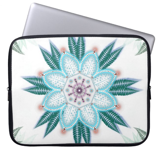 Funda Para Portátil Flor azul única Mandala Vibe (Frente)