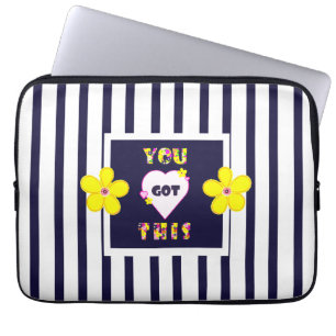 Funda Para Portátil Flor de arte amarillo brillante a rayas de la mari