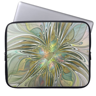 Funda Para Portátil Flor De Arte Fractal Moderno Con Oro