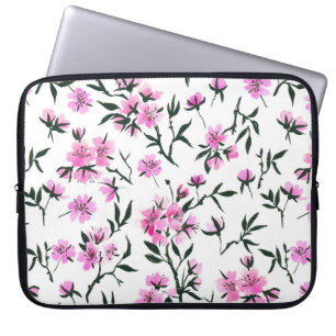 Funda Para Portátil Flor de cerezo blanco en blanco