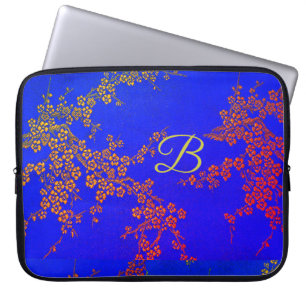 Funda Para Portátil Flor de cerezo floral oriental azul japonés rojo