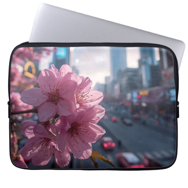 Funda Para Portátil Flor de Cerezo Moderna 13' (Frente)
