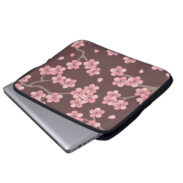 Funda Para Portátil Flor de cerezo rosada de Brown (Inferior anverso)
