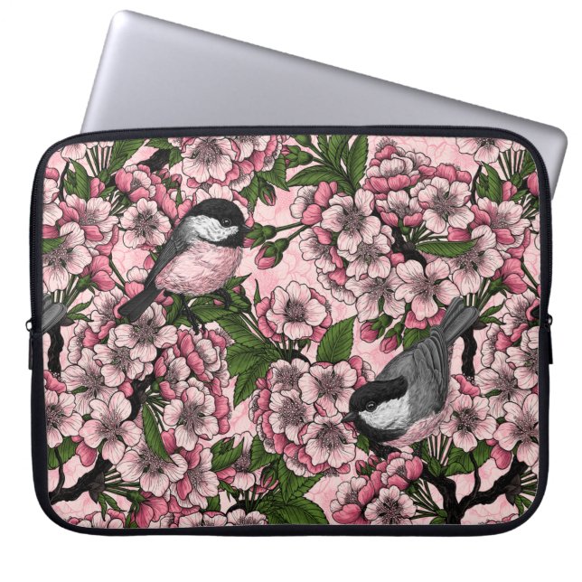 Funda Para Portátil Flor de cerezo y garbanzos en rosa (Frente)