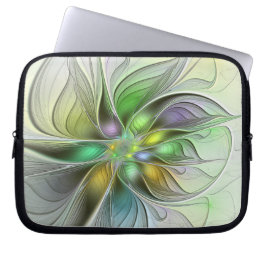 Funda Para Portátil Flor de fantasía colorida Resumen moderno Fractal