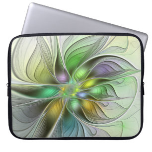 Funda Para Portátil Flor de fantasía colorida Resumen moderno Fractal