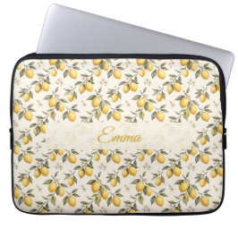 Funda Para Portátil Flor de Limón Vintage – Cítrico Botánico Elegante