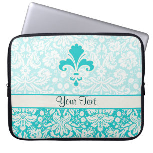 Funda Para Portátil Flor de lis verde azulada