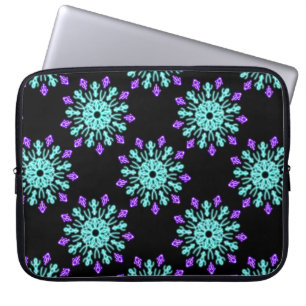 Funda Para Portátil Flor de neón turquesa y púrpura