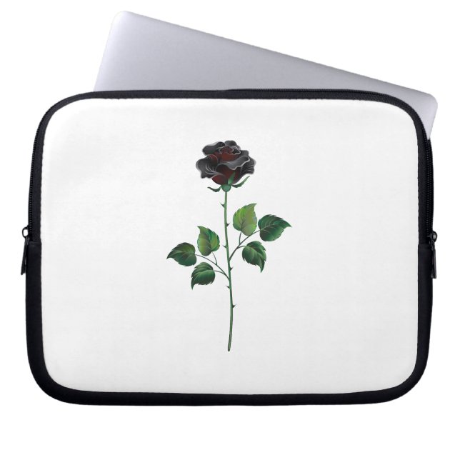 Funda Para Portátil Flor de rosa negra (Frente)