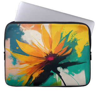 Funda Para Portátil Flor Enigmática – Una Danza De Color Y Movimiento