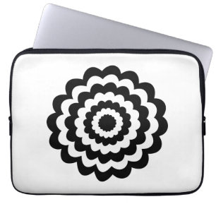 Funda Para Portátil Flor enrrollada en blanco y negro.