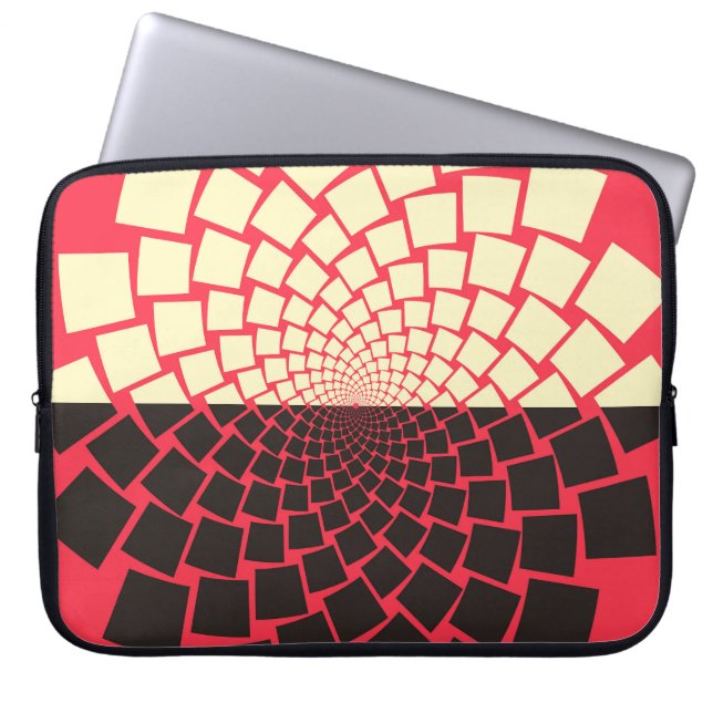 Funda Para Portátil Flor estilizada: marfil rojo negro (Frente)