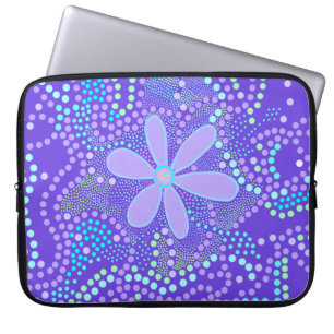 Funda para portátil Flor funky y lunares en púrpur
