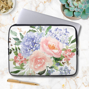Funda Para Portátil Flor Hortensia Azul Rosa Floral de Primavera