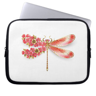 Funda Para Portátil Flor libélula con sakura de joyas