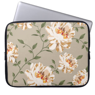 Funda Para Portátil flor marrón amante Patrón sobre fondo azul