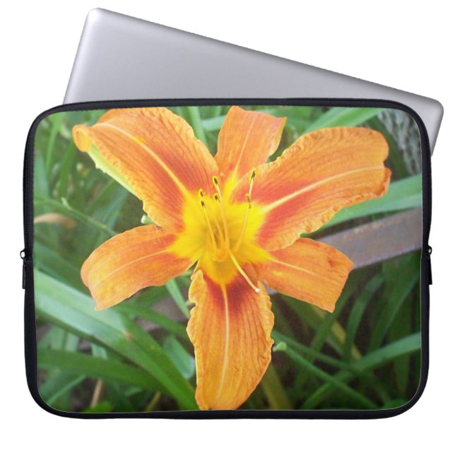 Funda Para Portátil Flor naranja (Frente)