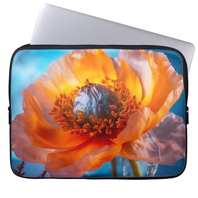 Funda Para Portátil Flor naranja (Frente)